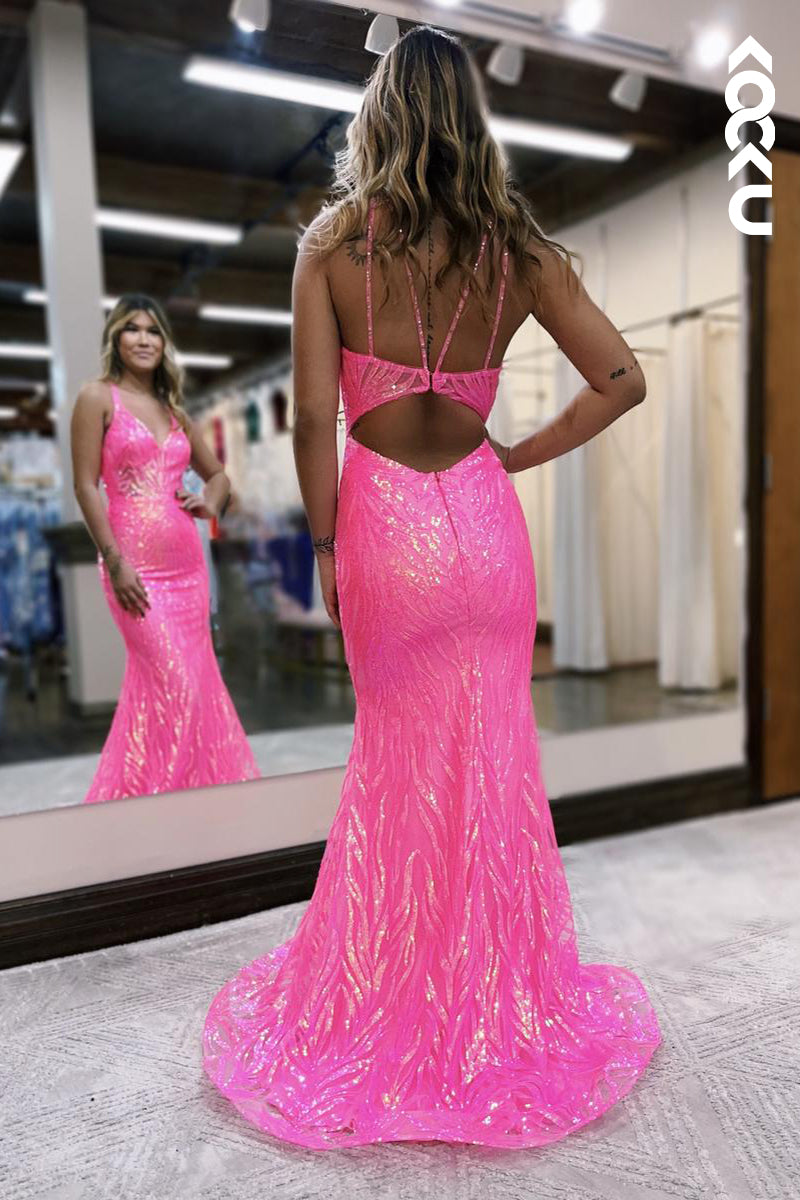 L2865 - Trumpet/Mermaid Couture & Ornate Straps V-neck Sequins Evening Party Prom Dress