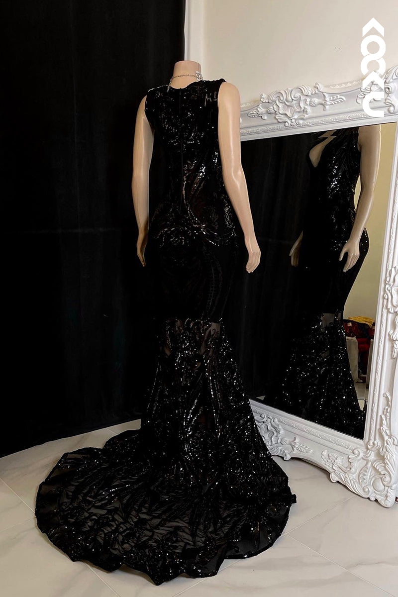 L2793 - Glamorous & Dramatic Mermaid Sequins Sleeveless Evening Party Prom Dress
