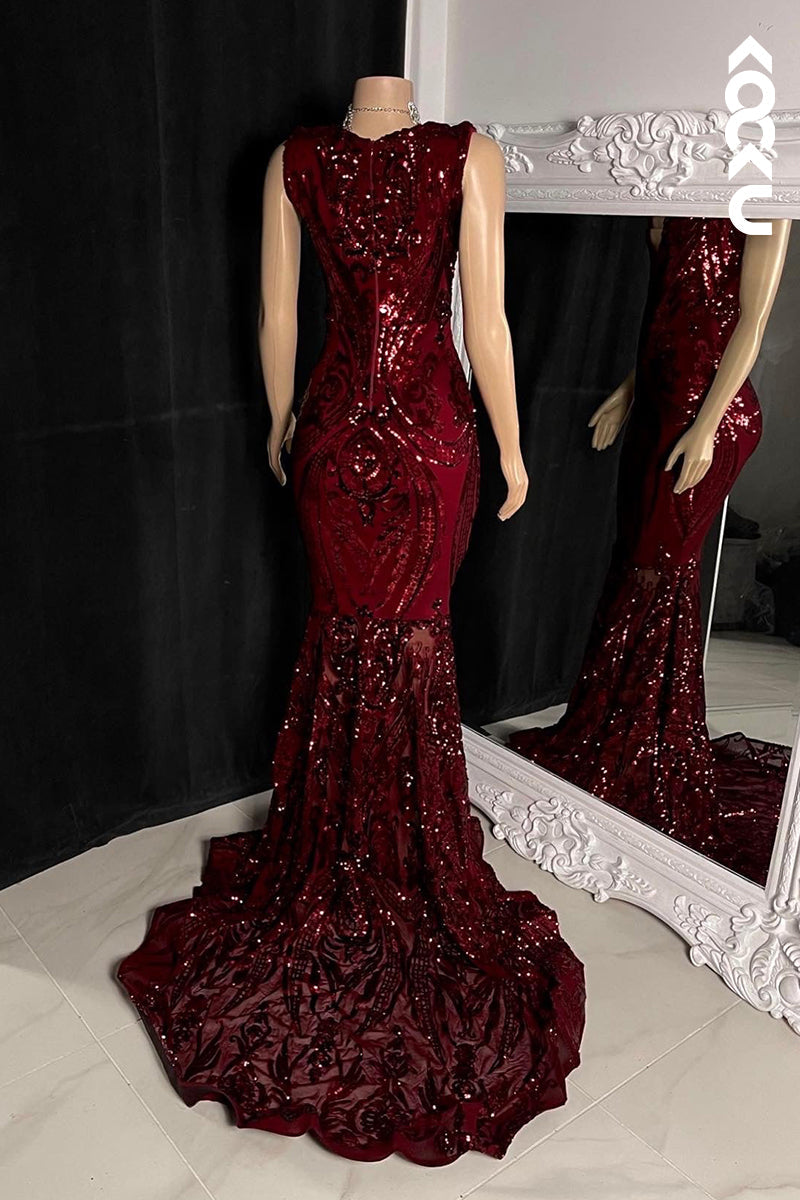 L2793 - Glamorous & Dramatic Mermaid Sequins Sleeveless Evening Party Prom Dress