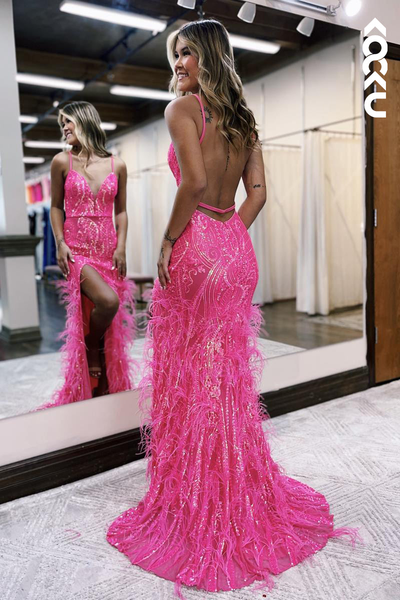 L2739 - Glamorous & Dramatic Trumpet/Mermaid V-neck Straps Evening Party Prom Dress
