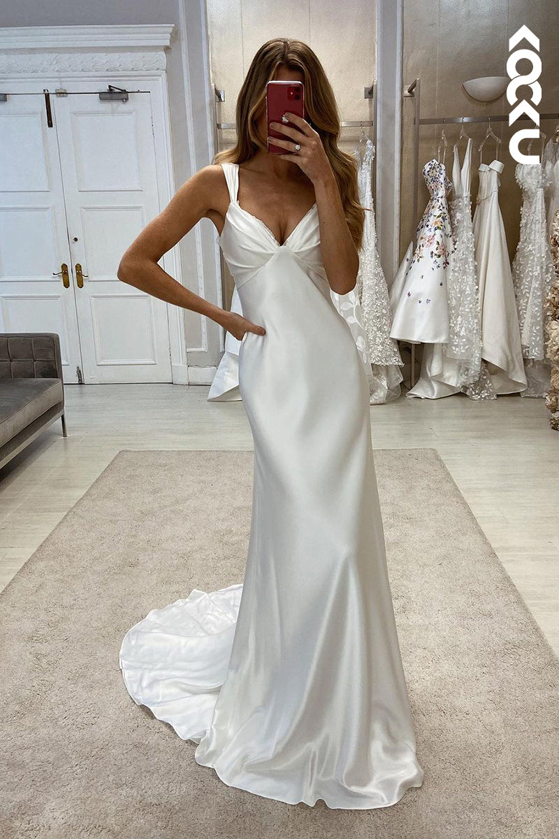 K1972 - Couture & Elegant V-neck Straps Sheath Backless Wedding Dress