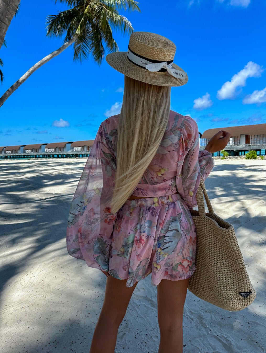 Floral Print Wrap Long Sleeve Ruffle A-Line Midi Dress