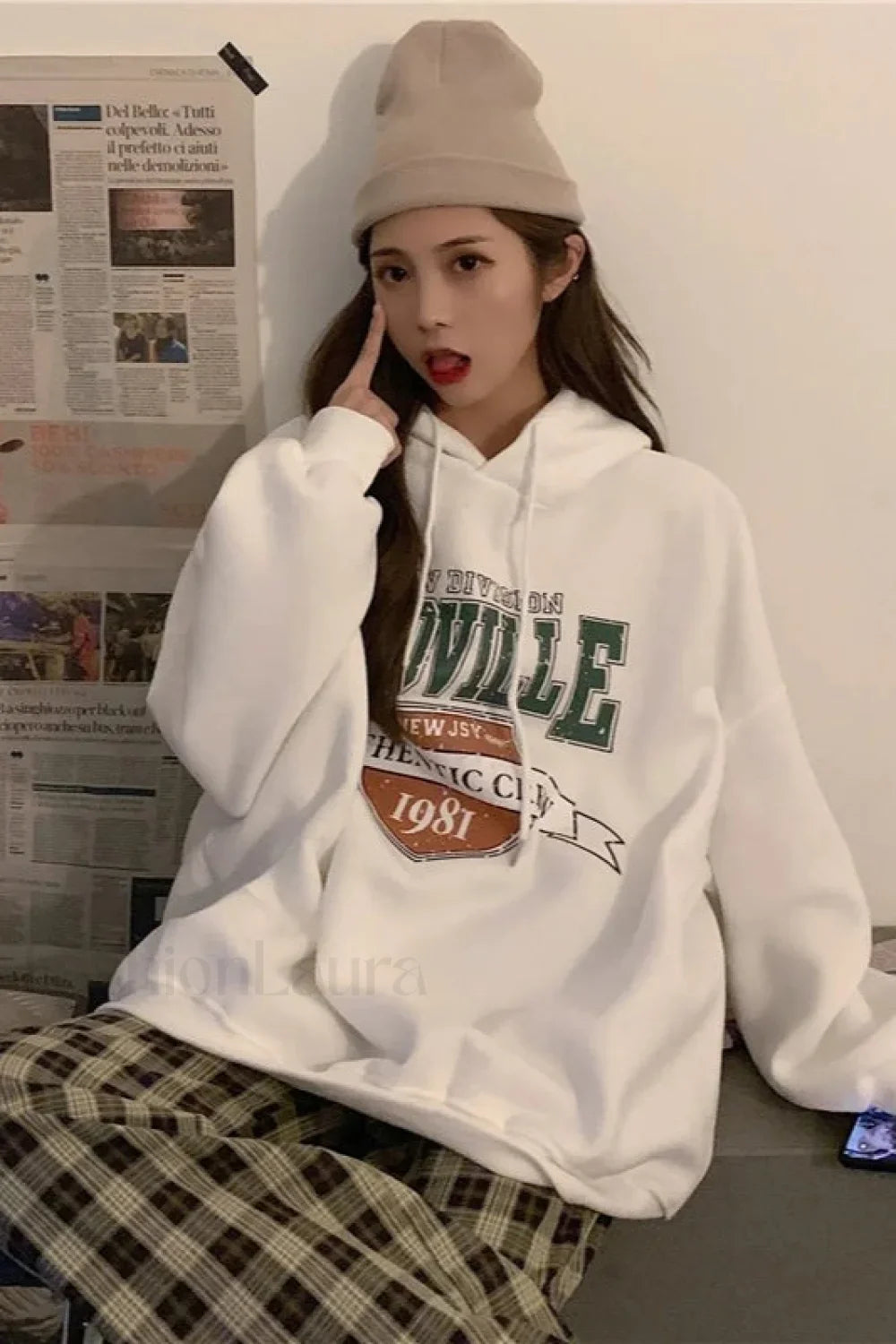 Korean Fashion Fleece Hooded Hoodie