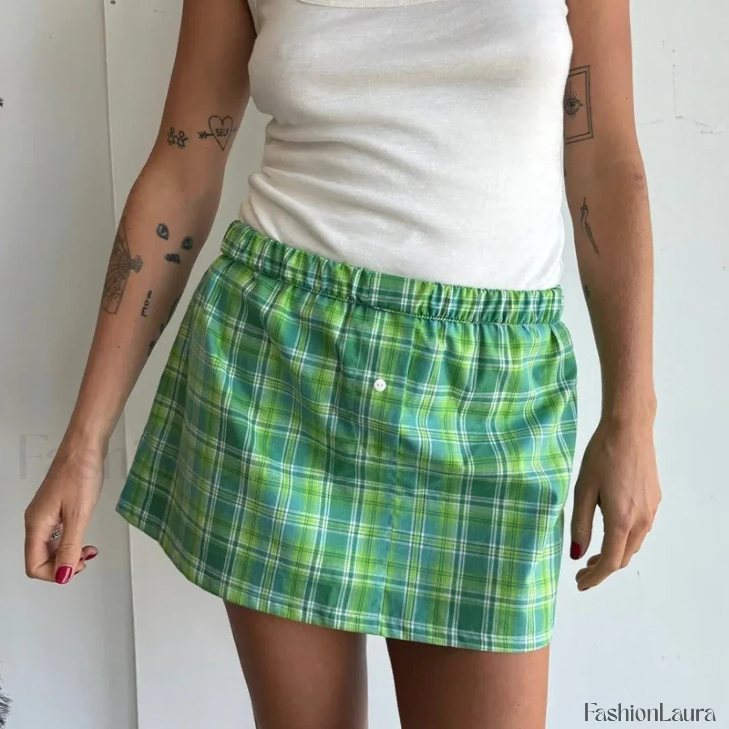 Korean Plaid Boxer Mini Skirt