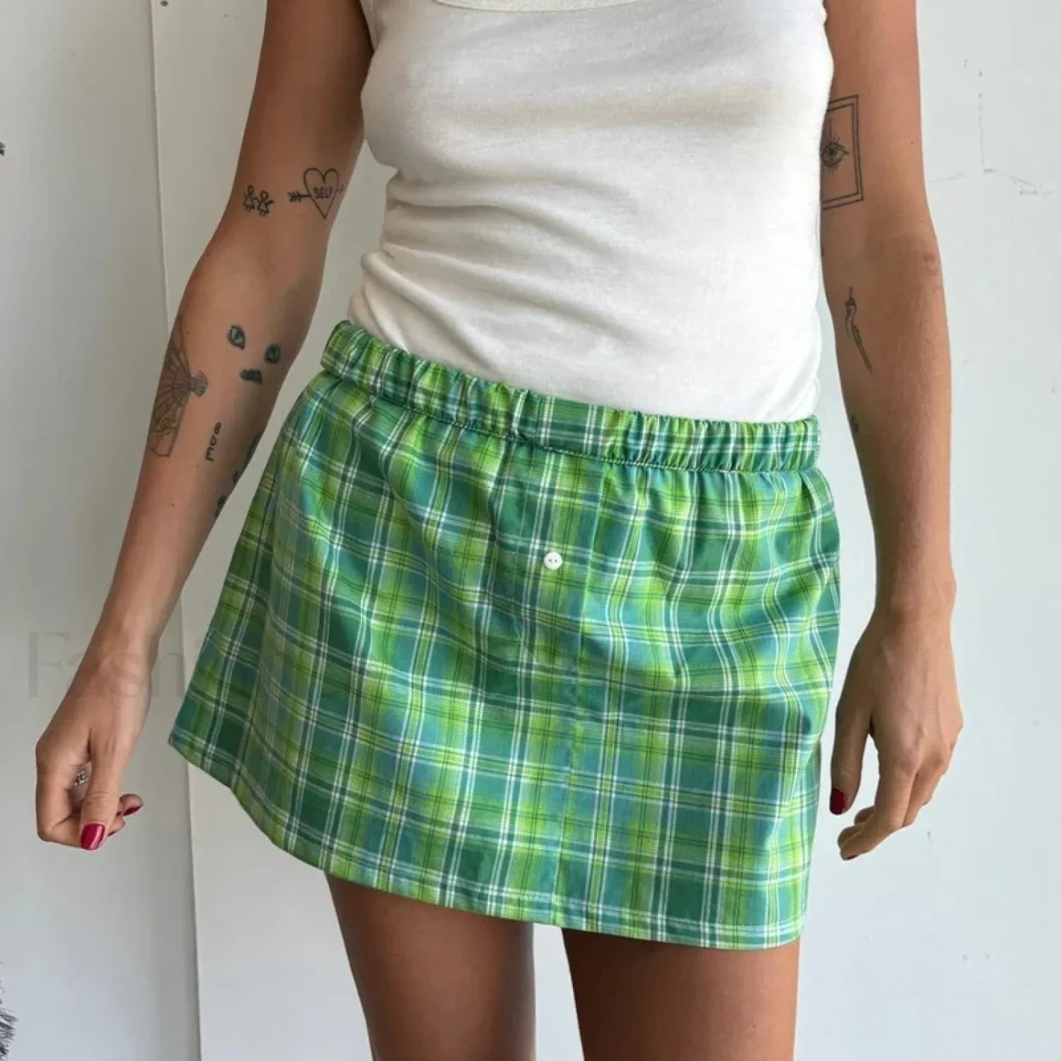 Korean Plaid Boxer Mini Skirt