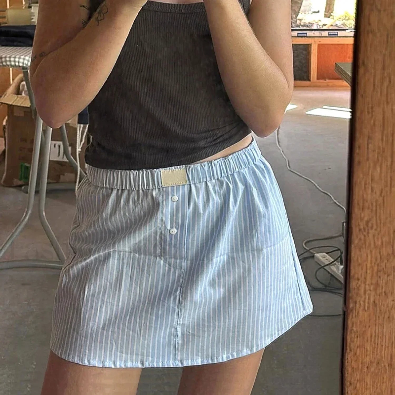 Korean Plaid Boxer Mini Skirt