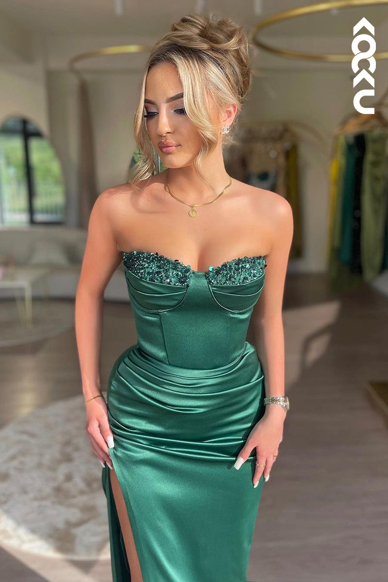L2187 - Charming Off-Shoulder Sleeveless Ruched Sheath Party Prom Dress