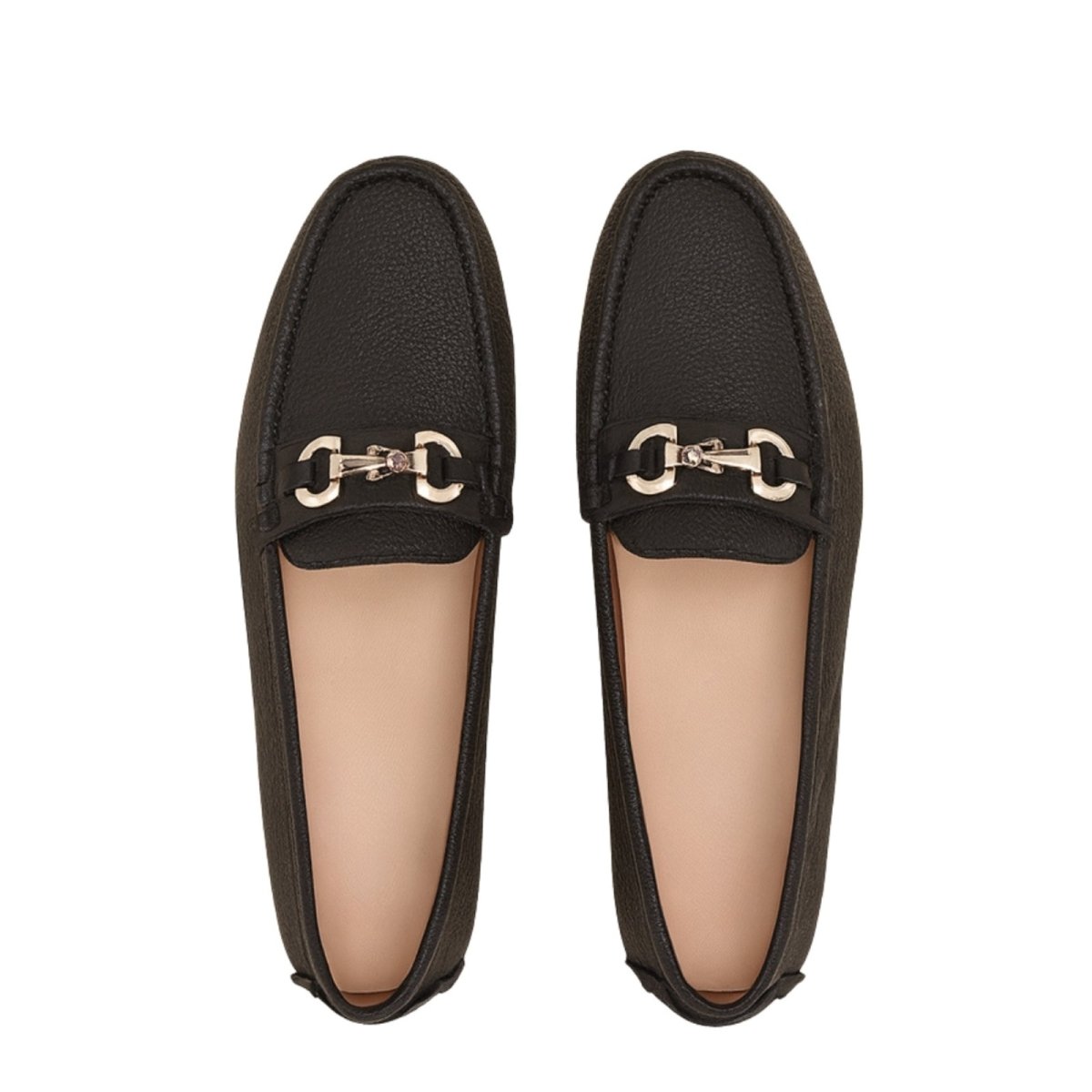 Round Toe Horsebit Buckle Flat Loafers