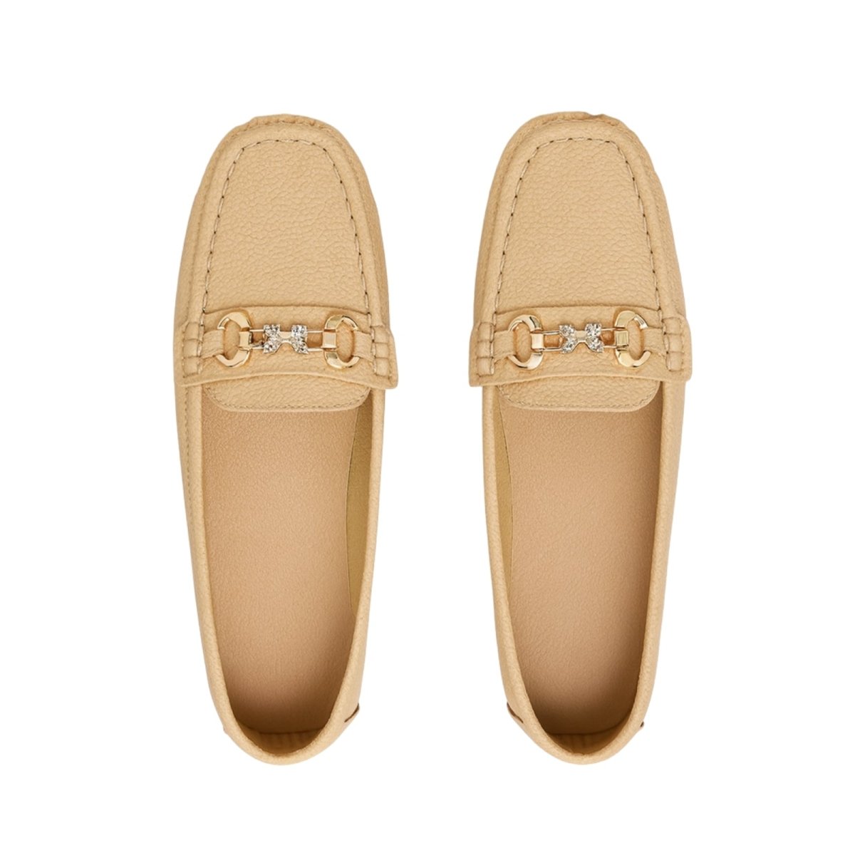 Round Toe Horsebit Buckle Flat Loafers
