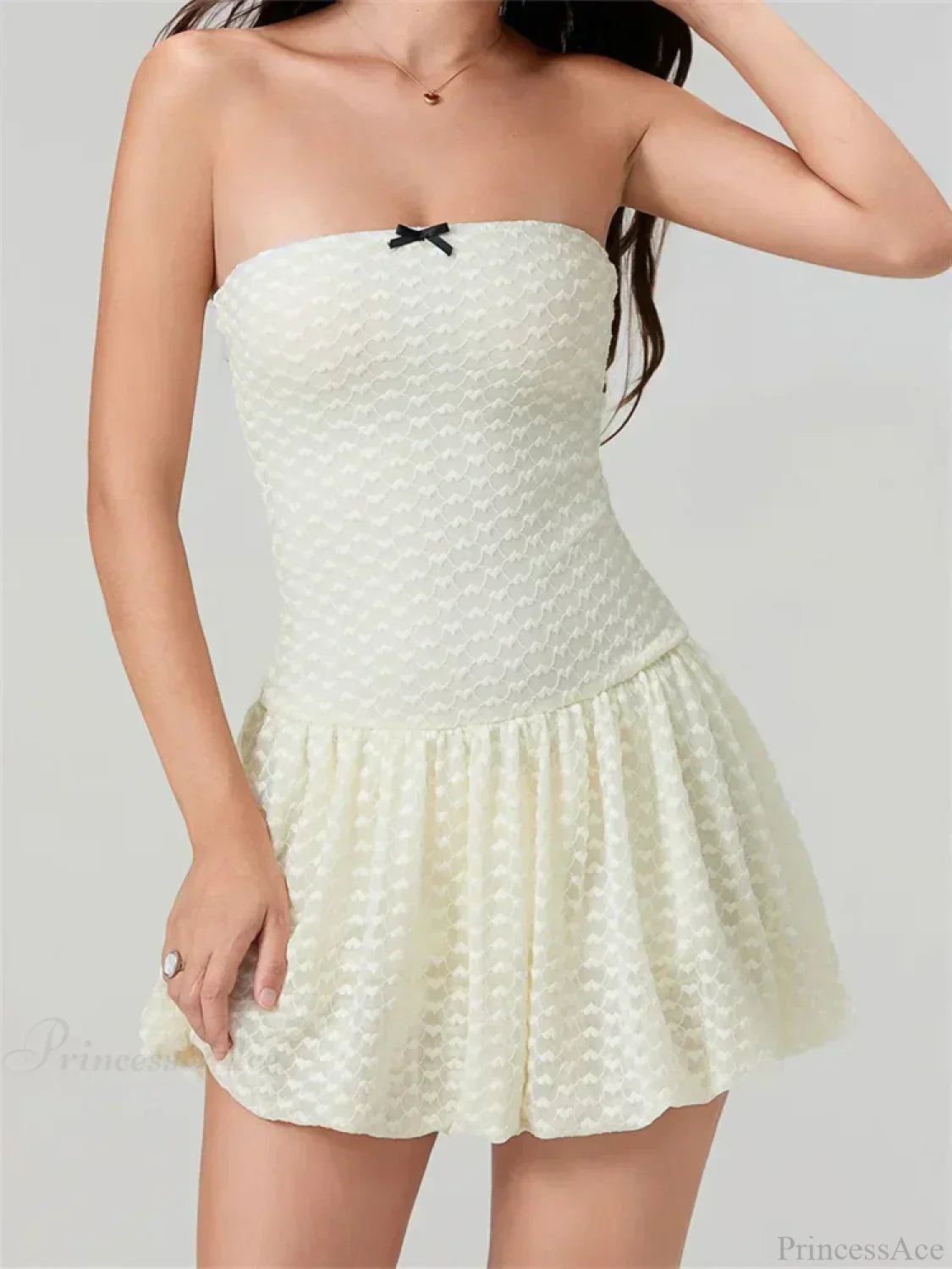 Lace Bow Off-Shoulder Mini Dress - View 2