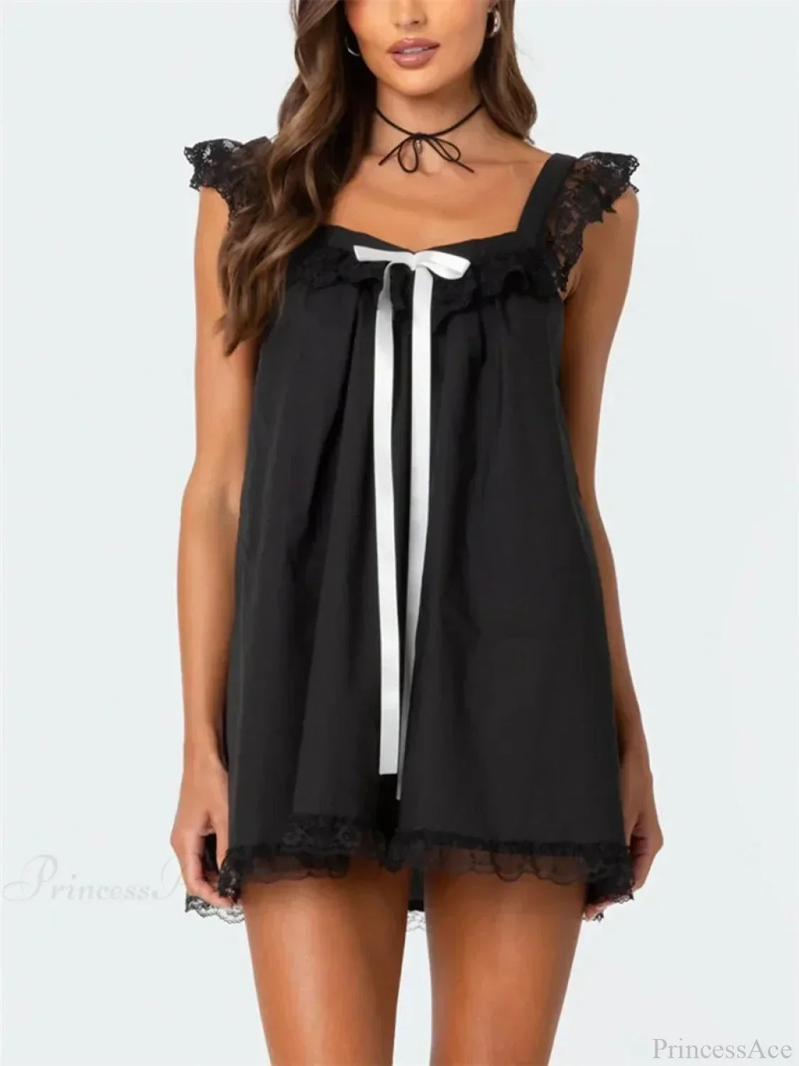 Lace Bowknot Embellished Mini Dress - View 7
