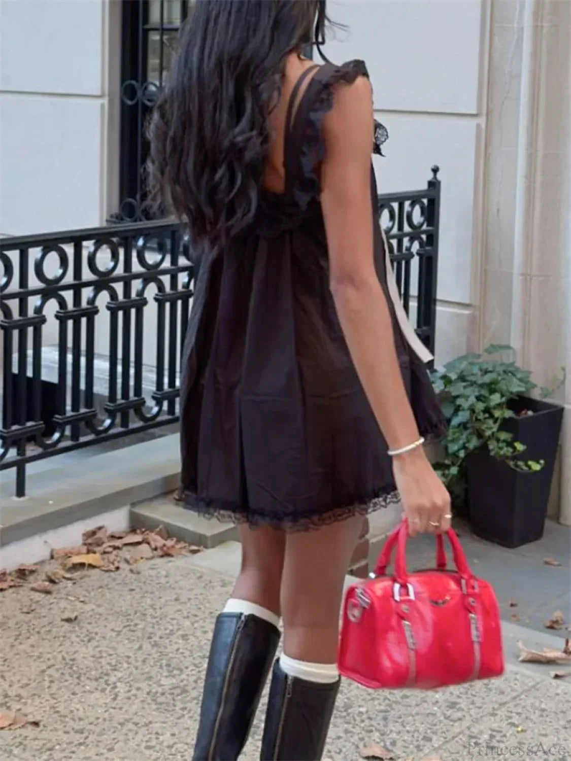 Lace Bowknot Embellished Mini Dress - View 6