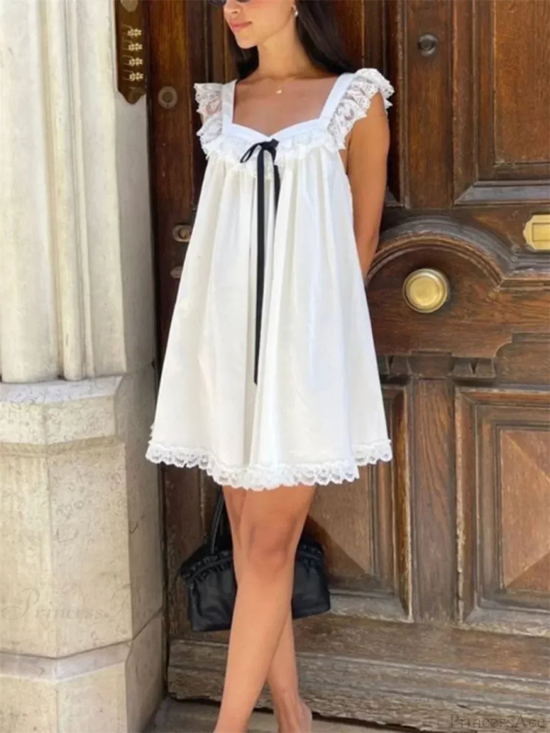 Lace Bowknot Embellished Mini Dress - View 2