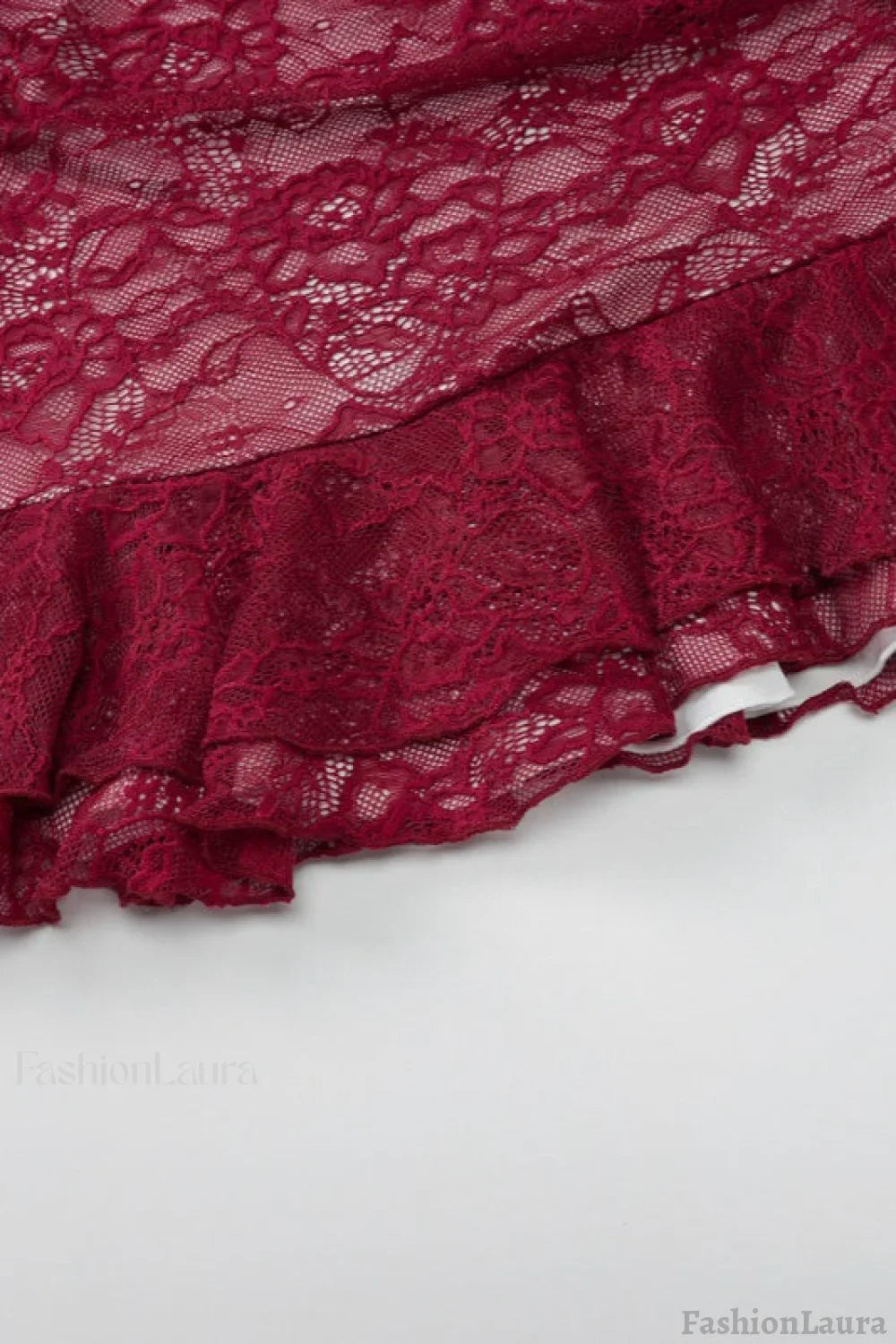 Lace Bustier Ruffle Hem Cocktail Dress