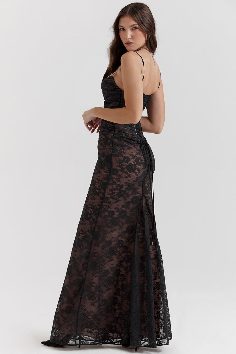 Tulle Sweetheart Long Sleeve A-Line Maxi Gown