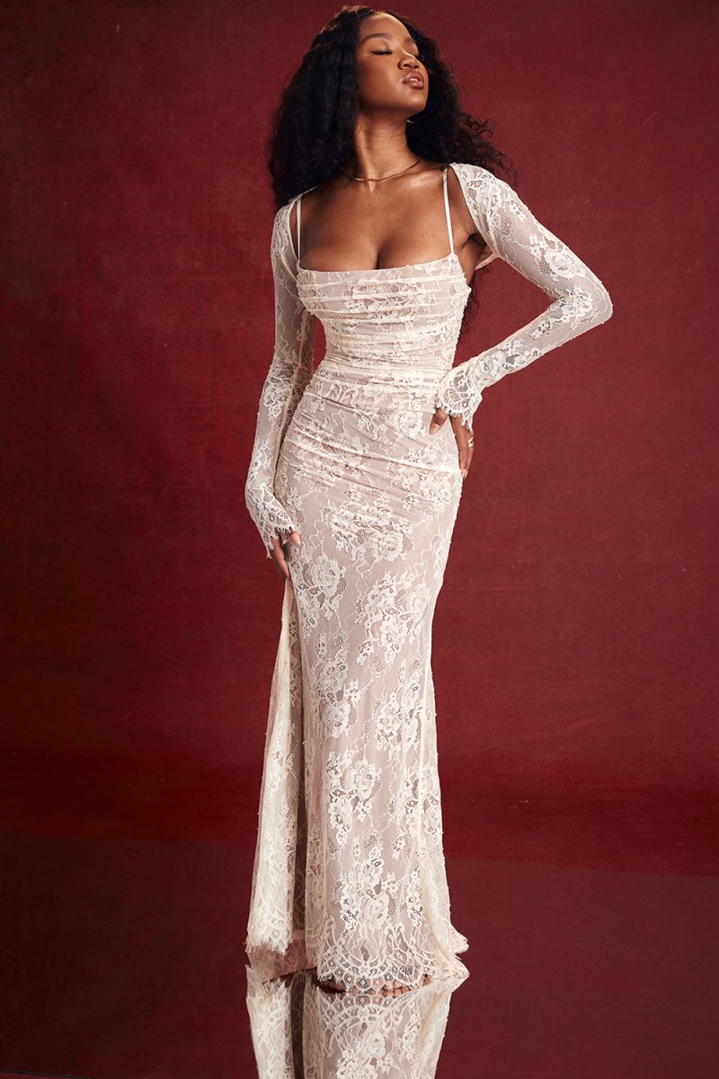 Autumn Elevated Lace Bodycon Long Dress for Women Premium Wardrobe Essential