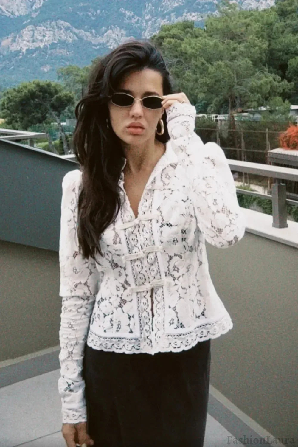 Lace Hollow See-Through Cardigan