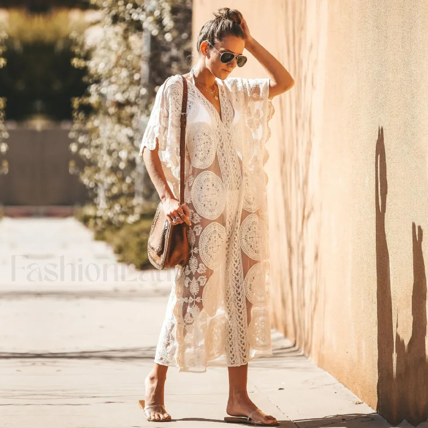 Lace Kaftan Pareo Beach Cover Up