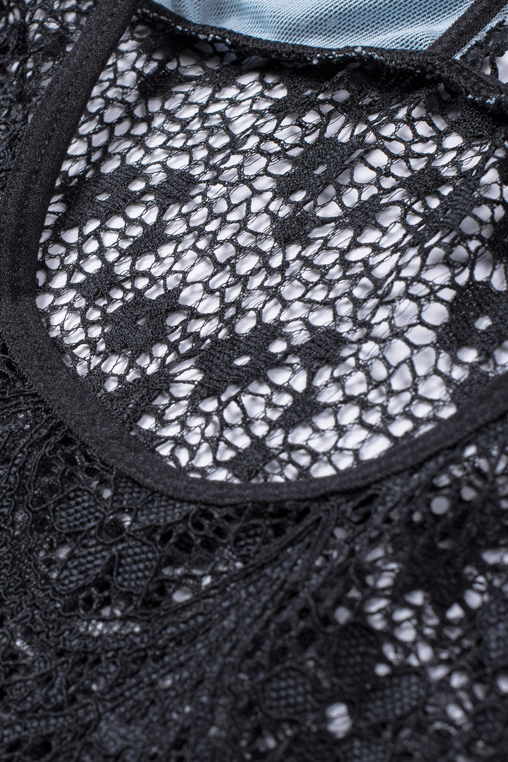 Floral Lace Spaghetti Strap Scalloped V-Neck Vertical Lace Panel Babydoll Gown
