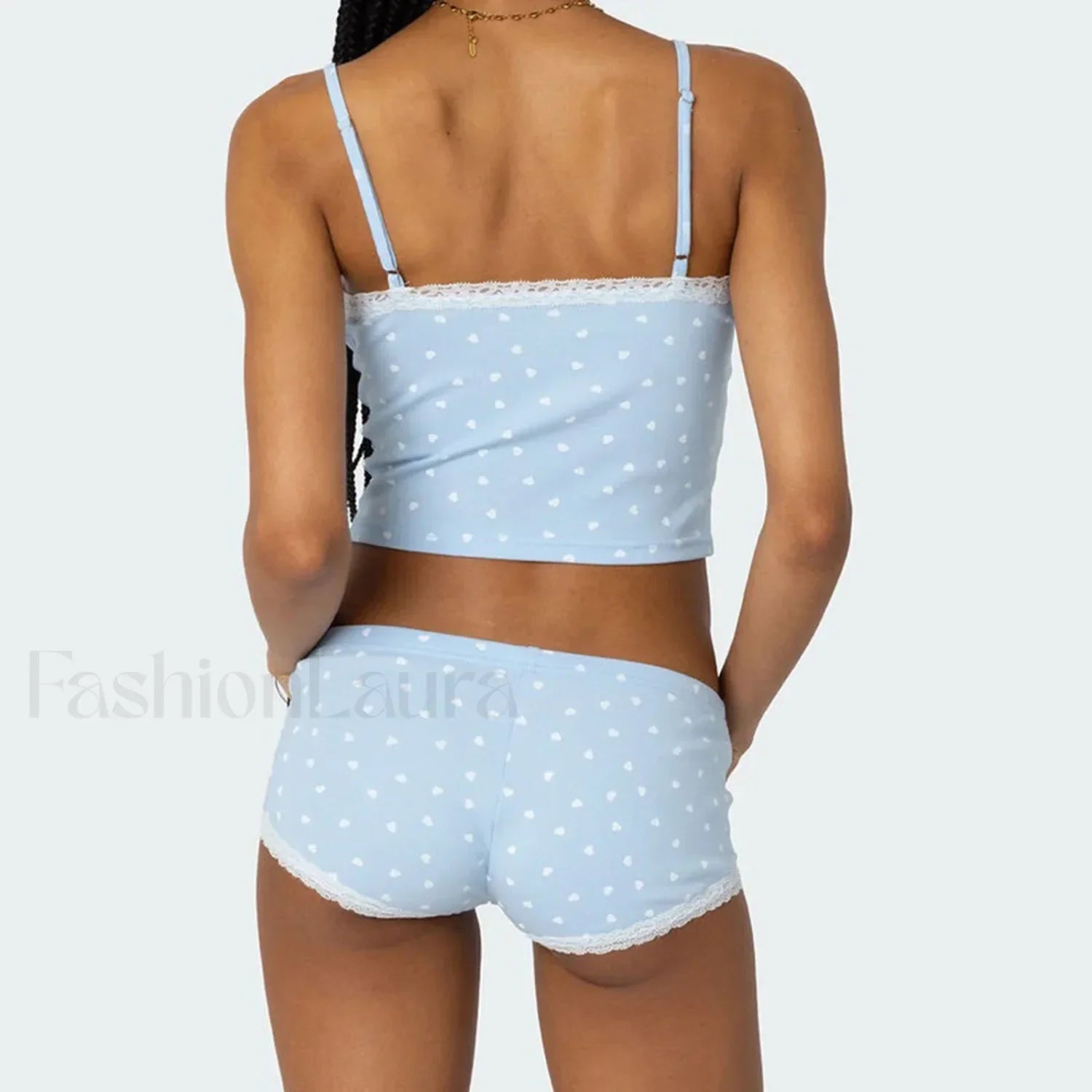 Lace Pajama Set Sleeveless Cami Tank Shorts Two Piece Set