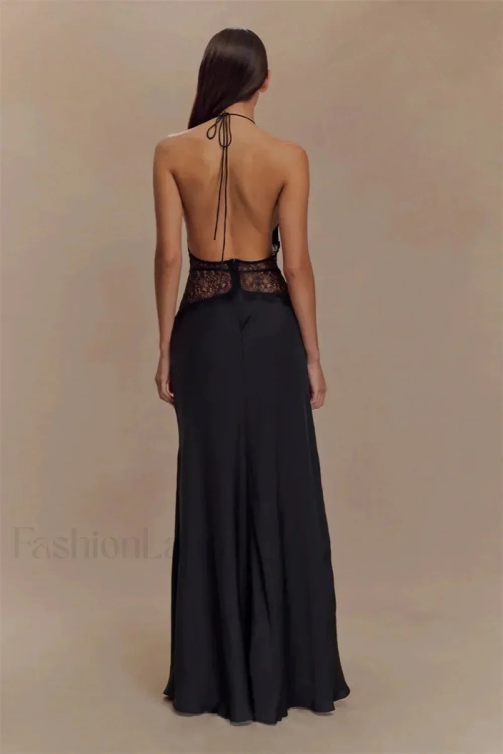 Lace Patchwork Backless Halter Boho Dress