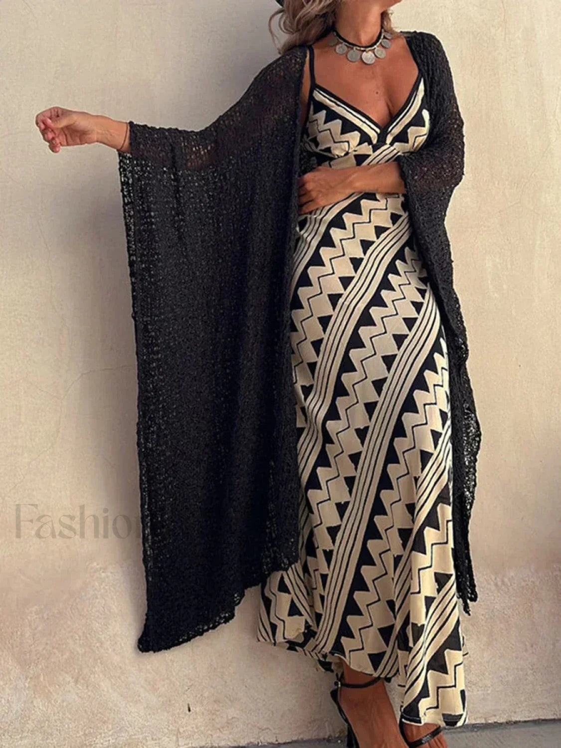 Lace Patchwork Deep-V Boho Dress