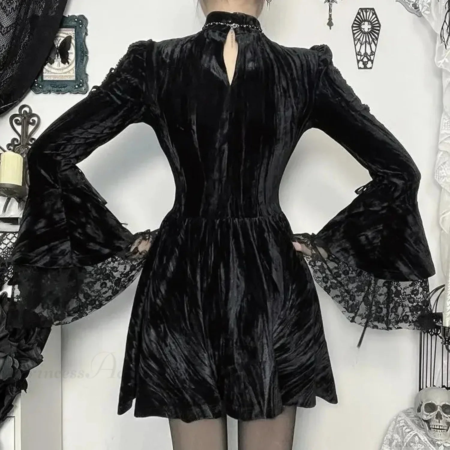 Lace Patchwork Flare Mini Dress - View 4