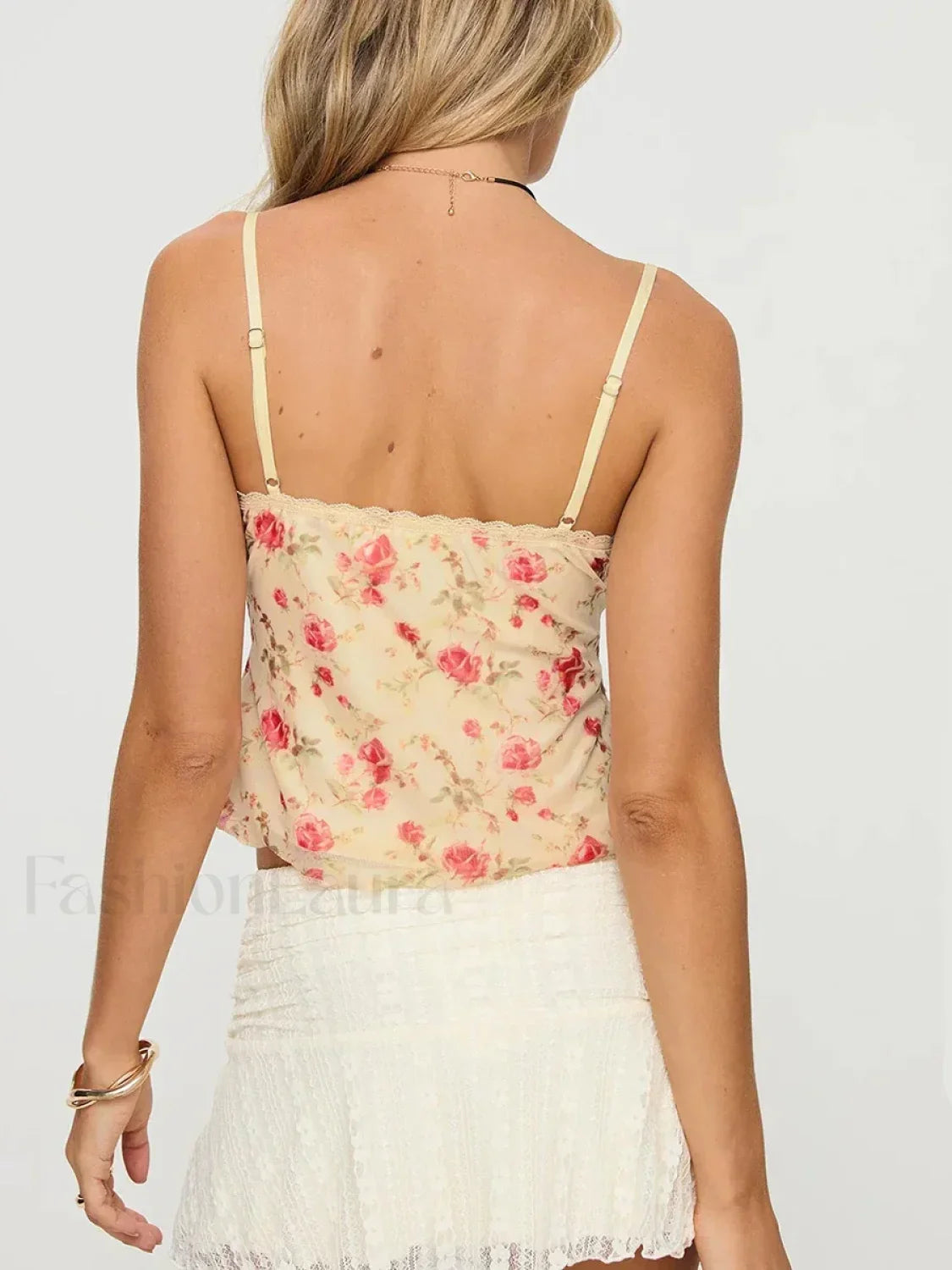 Lace Patchwork Mesh Crop Top