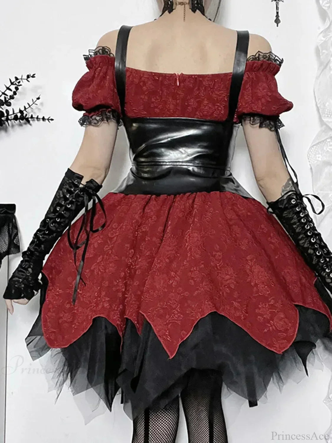 Lace Patchwork Puff Mini Dress - View 5