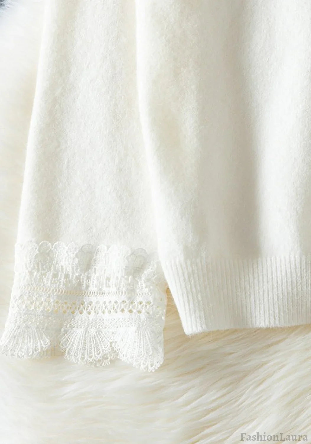 Lace Trim V Neck Cardigan