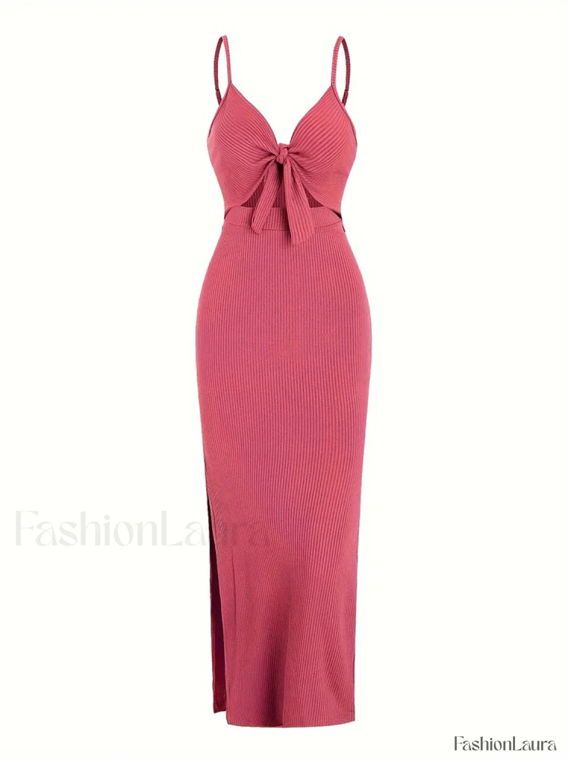 Lace-Up Bow V-Neck Midi Dress