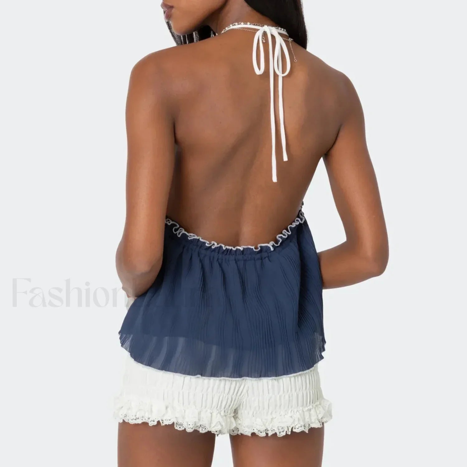 Lace-Up Split Front Crop Top