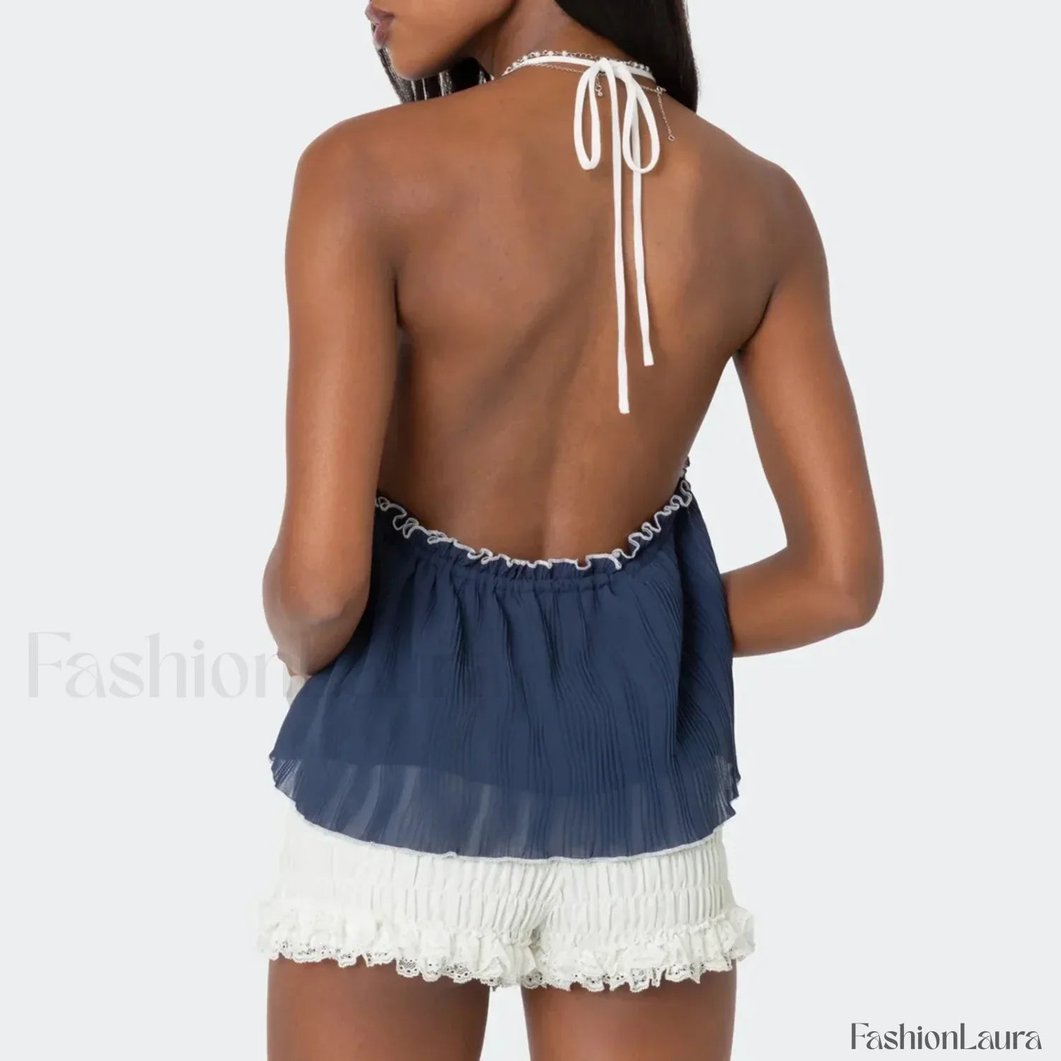 Lace-Up Split Front Crop Top