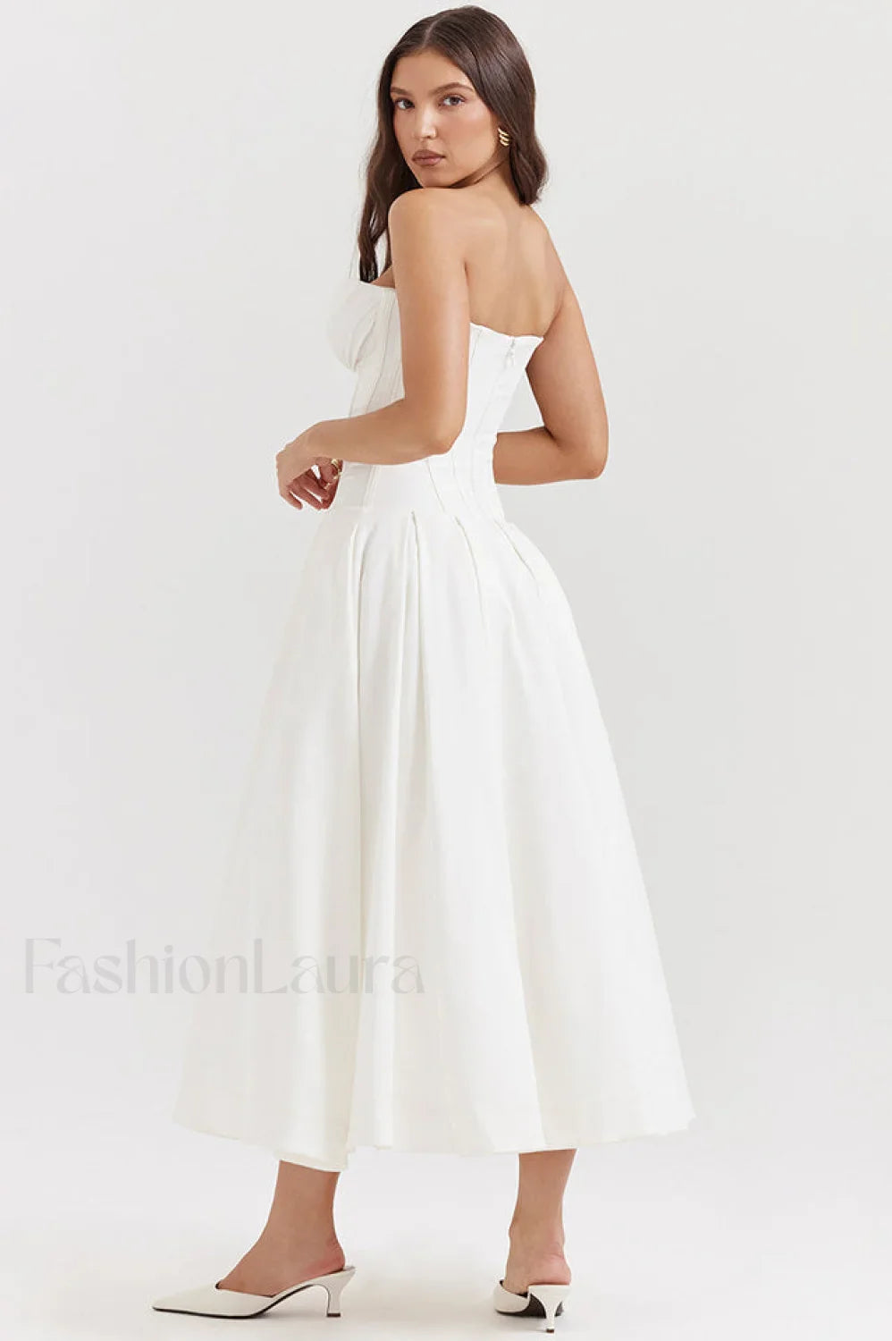 Lady Black Stylish Strapless Midi Dress