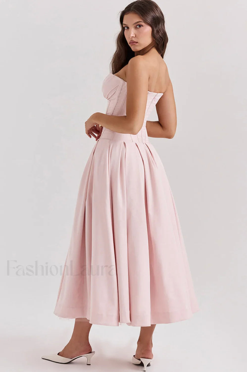 Lady Black Stylish Strapless Midi Dress