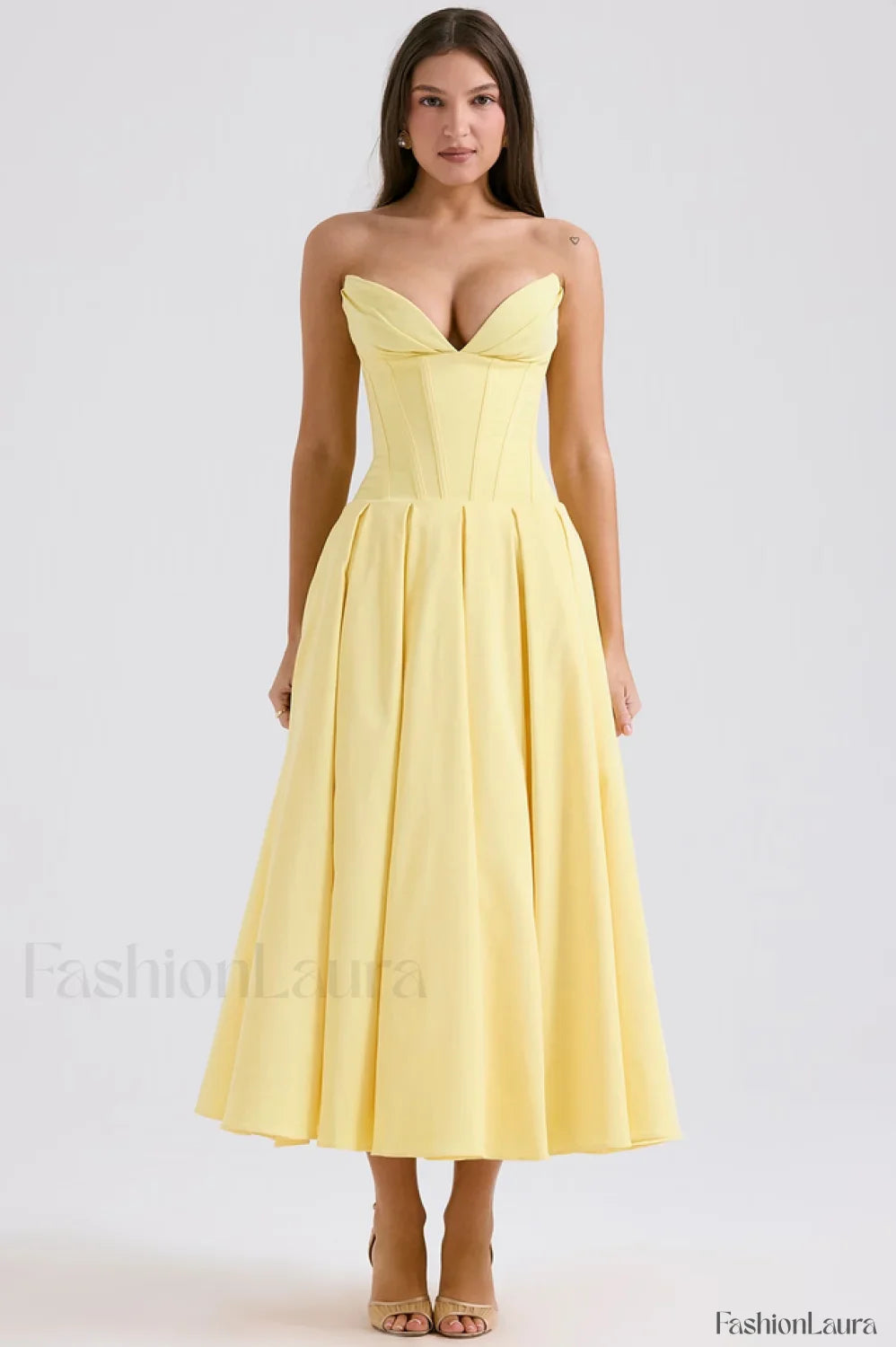 Lady Black Stylish Strapless Midi Dress