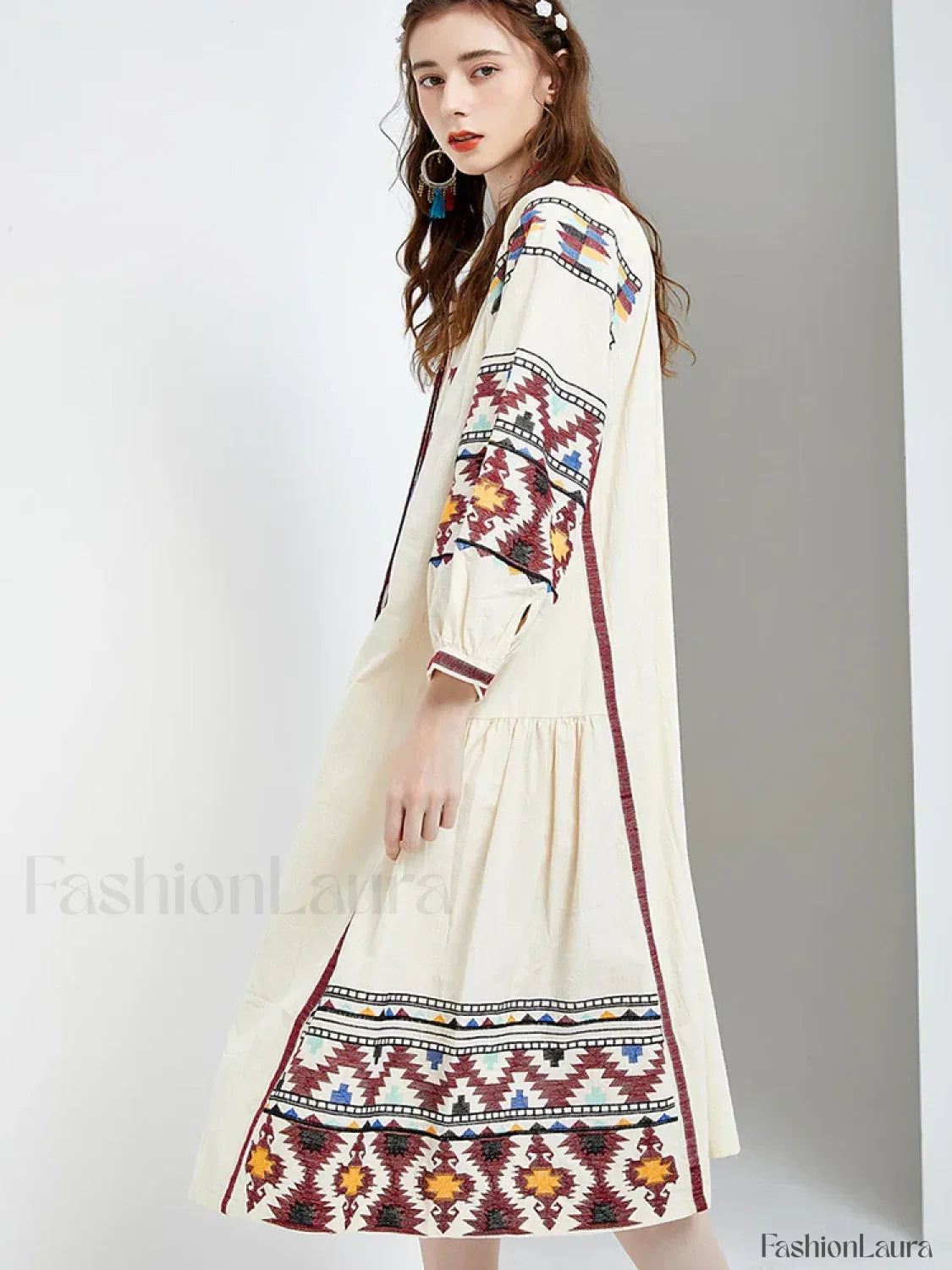 Lantern Sleeve Floral Boho Dress