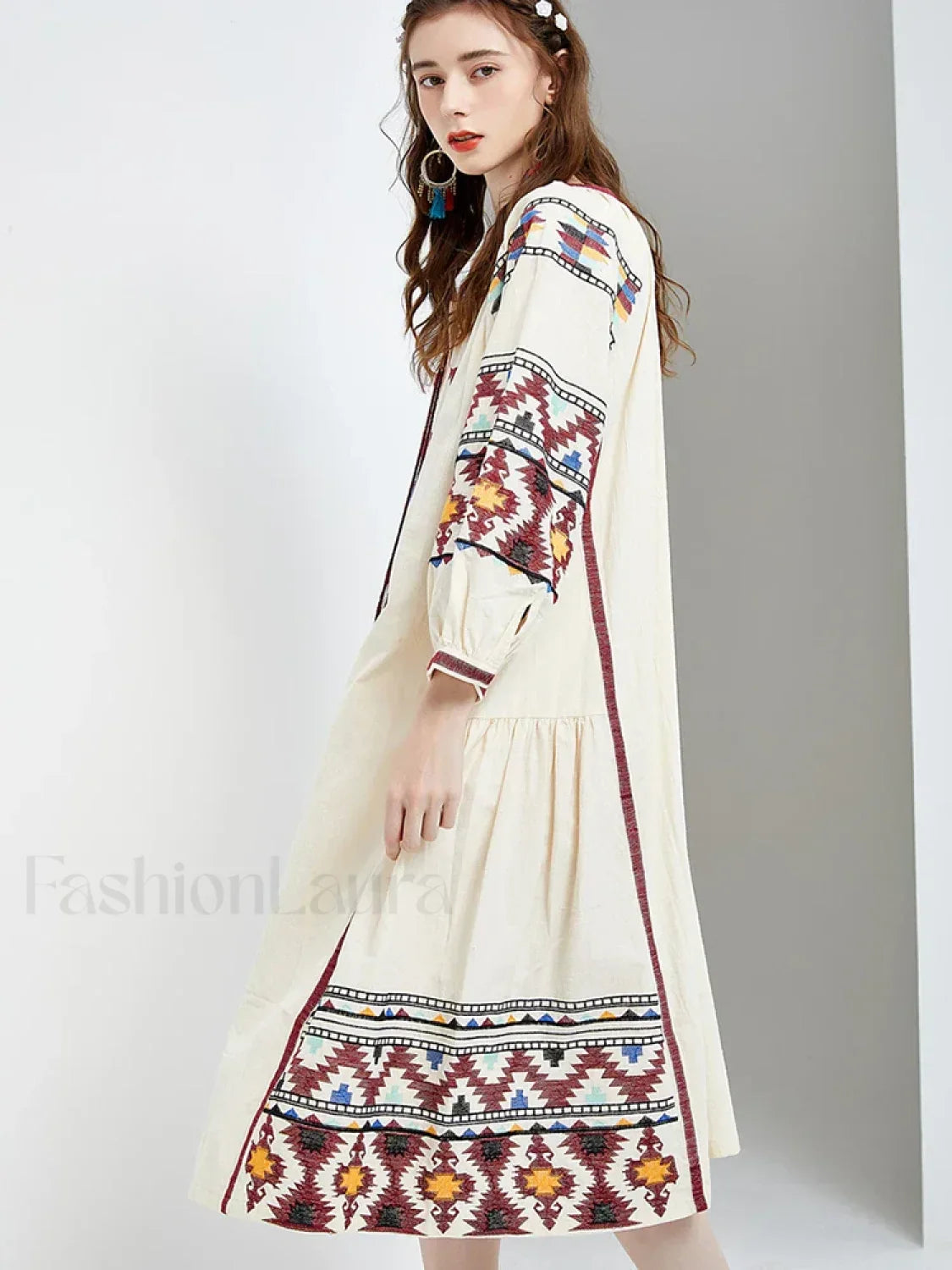 Lantern Sleeve Floral Boho Dress