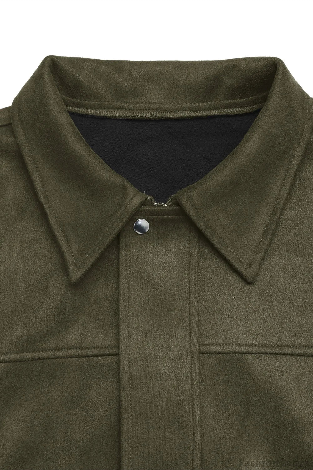 Lapel Collar Suede-Look Bomber Jacket