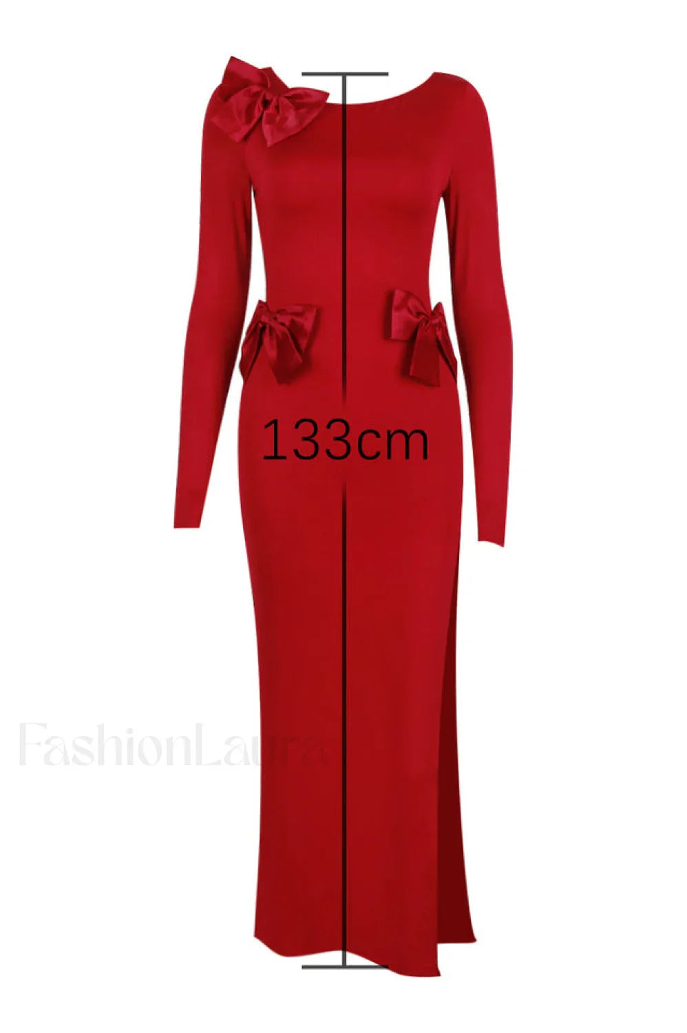 Lavele Red Stylish Bow Maxi Dress