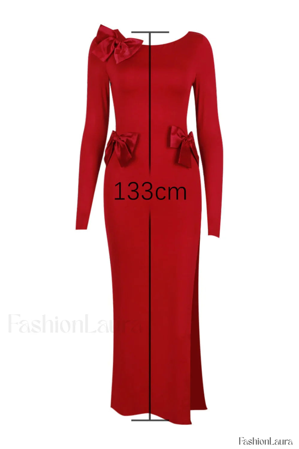 Lavele Red Stylish Bow Maxi Dress