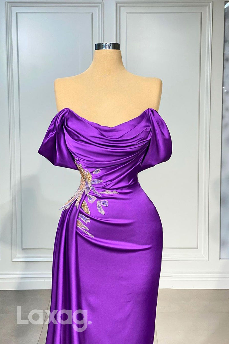 22036 - Unique Strapless Ruched Mermaid Long Formal Prom Dress