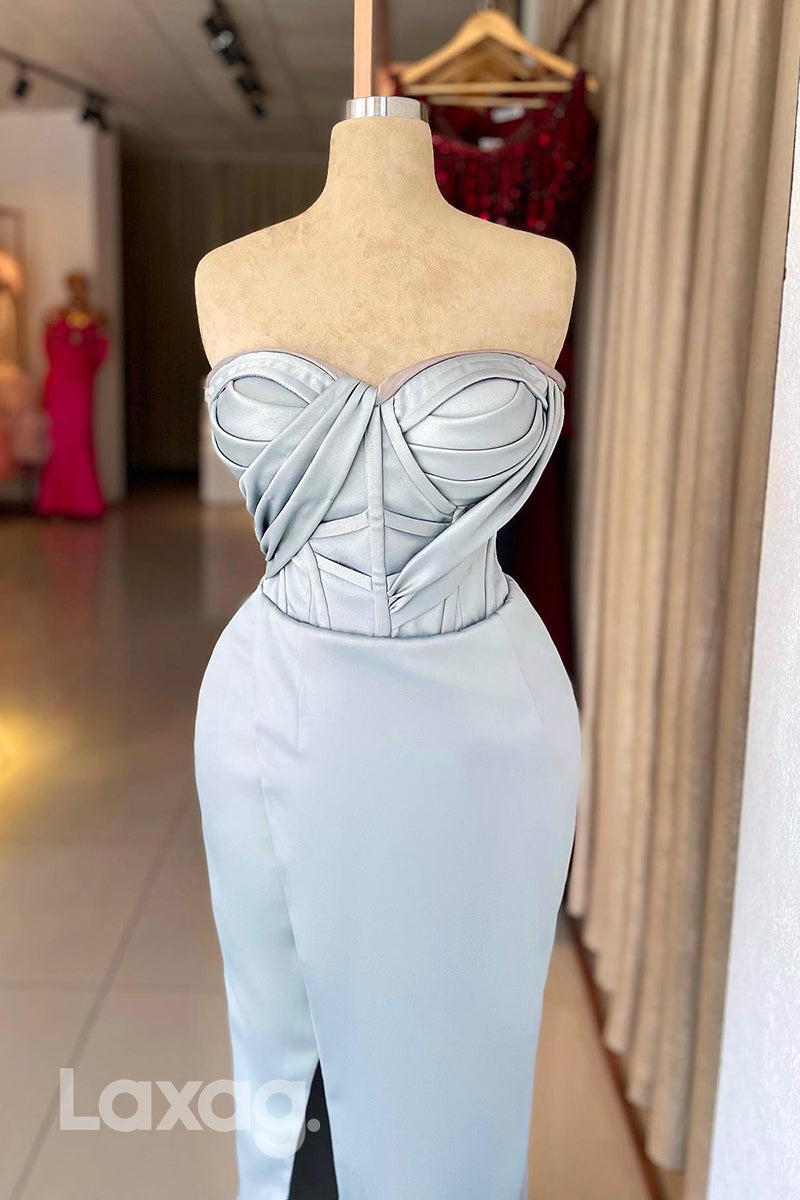 18781 - Sweetheart Ruched Mermaid Long Formal Evening Party Dress with Slit