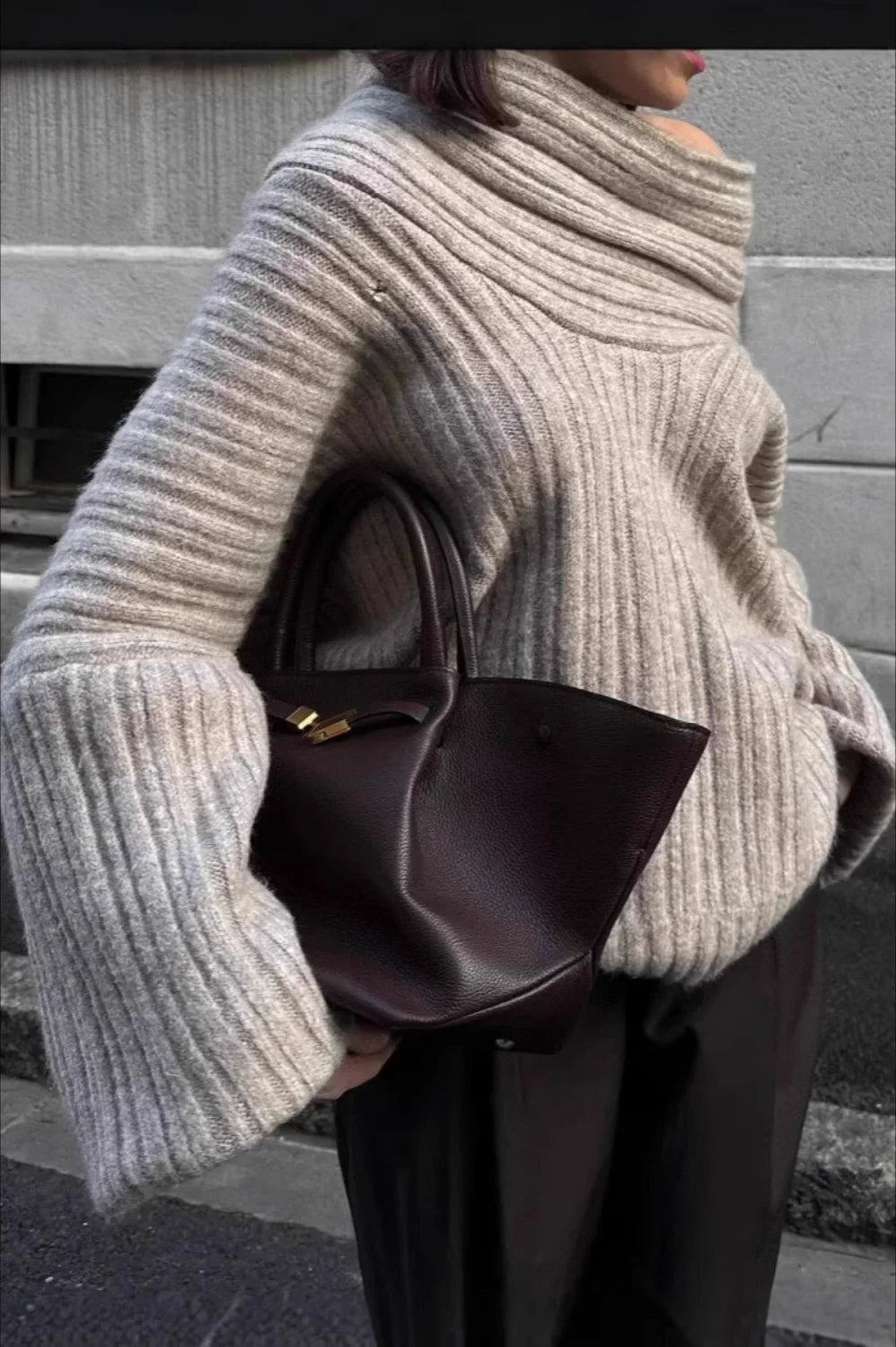 Lazy Chic Off-Shoulder Knit Sweater