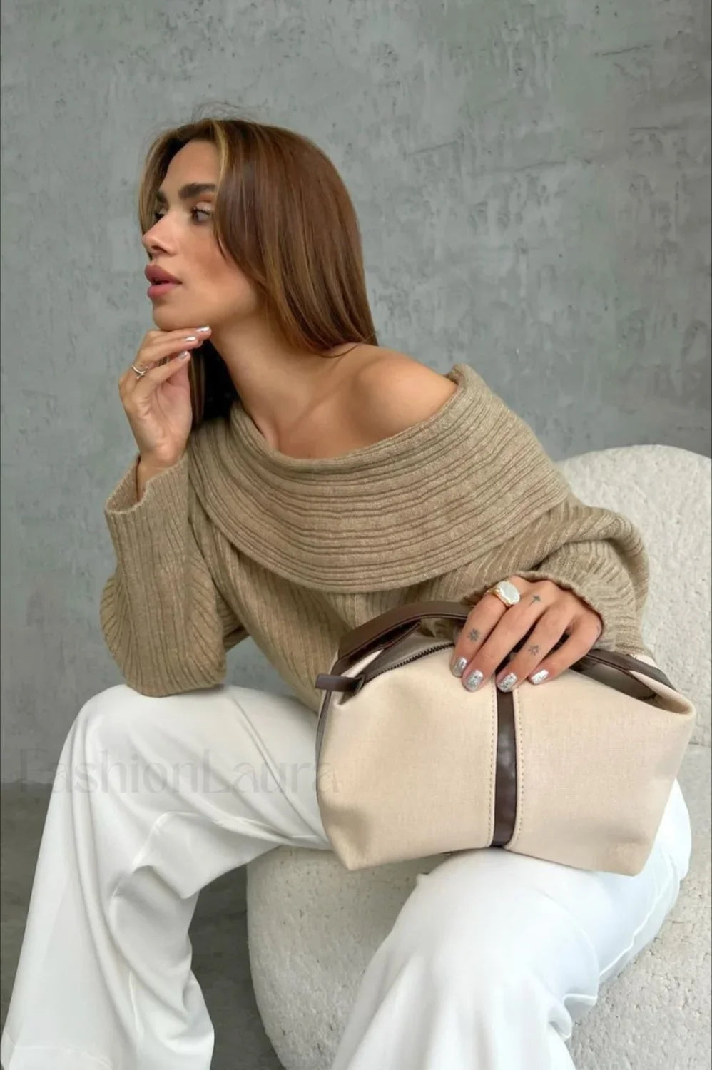 Lazy Chic Off-Shoulder Knit Sweater