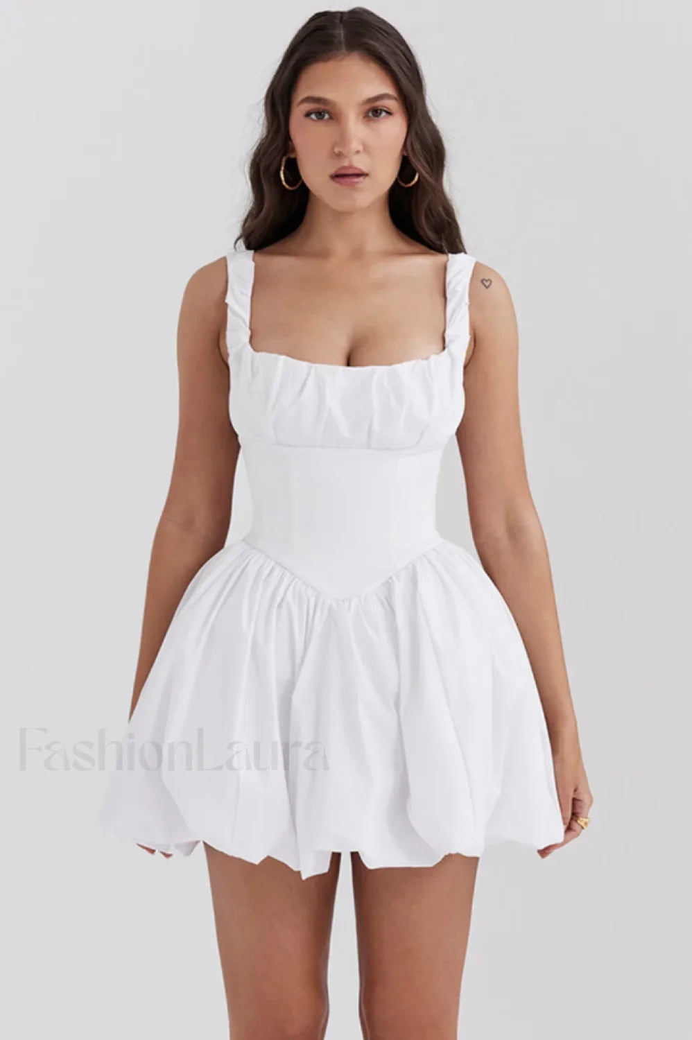 Le Puff Cotton Charming Tulle Mini Dress XS / White
