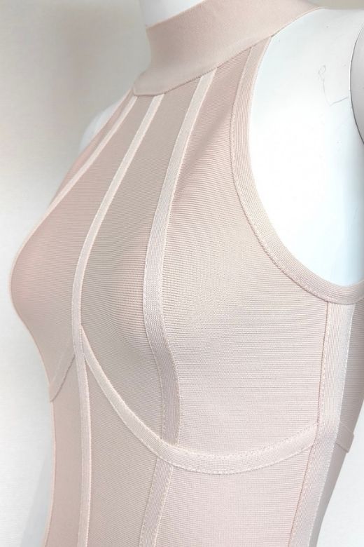 Lea Bandage Midi Dress - Beige