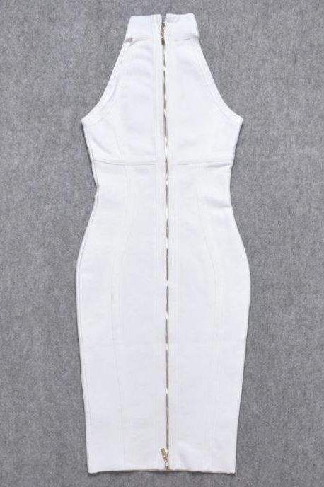 Lea Bandage Midi Dress - White Pearl