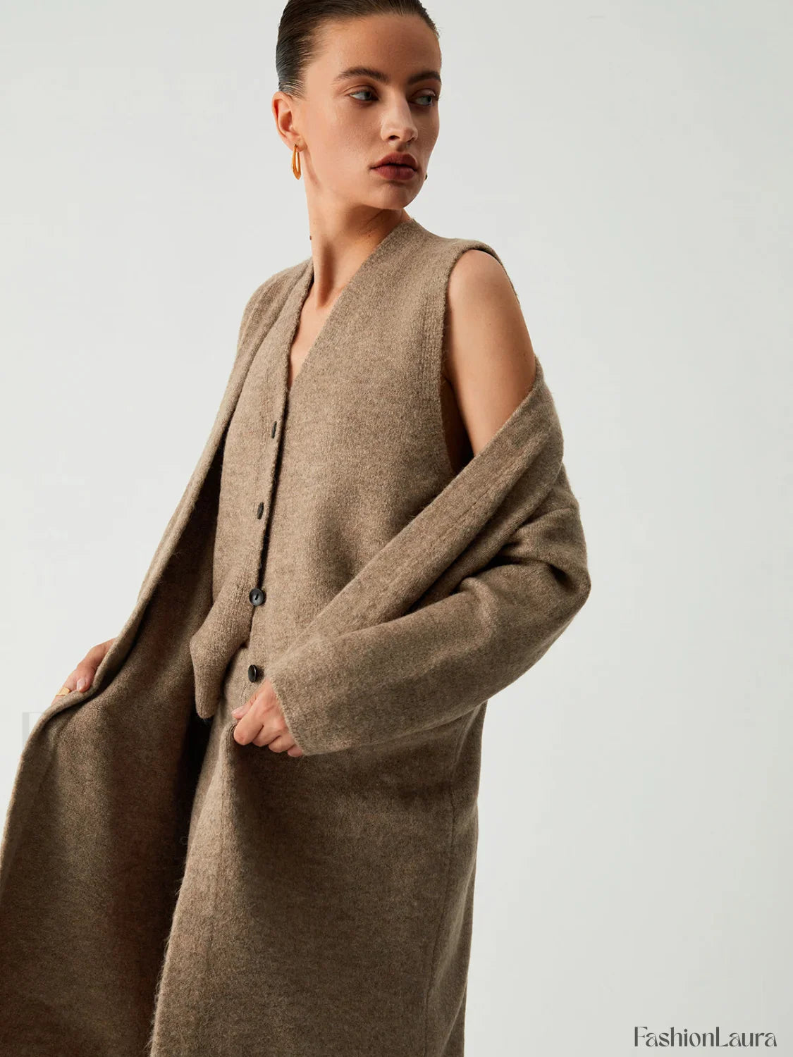 Leisure Long Cardigan Trendy Three Piece Pants Set