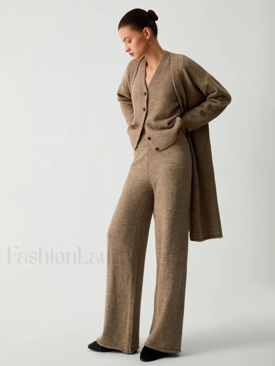 Leisure Long Cardigan Trendy Three Piece Pants Set